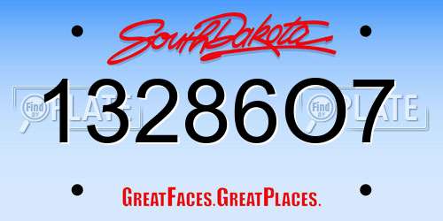 13286O7 South Dakota License Plate
