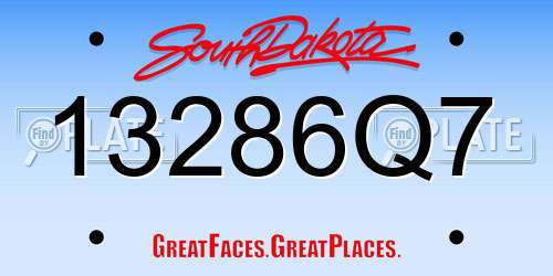 13286Q7 South Dakota License Plate