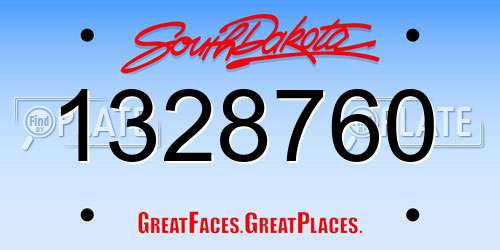 1328760 South Dakota License Plate