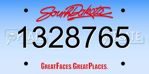 1328765 South Dakota License Plate