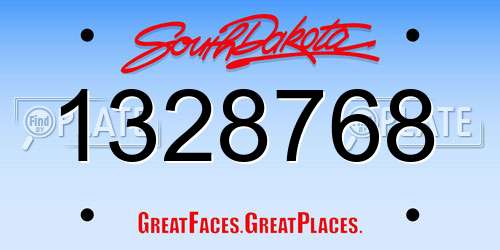 1328768 South Dakota License Plate