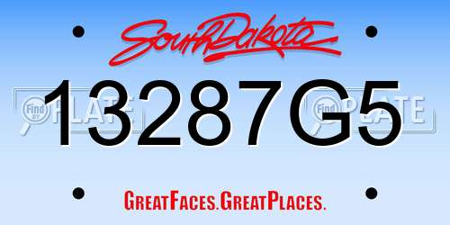 13287G5 South Dakota License Plate