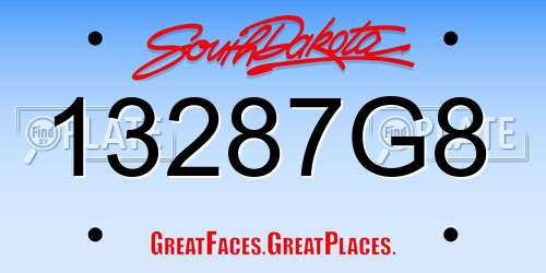 13287G8 South Dakota License Plate
