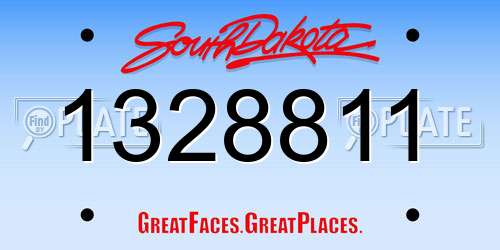 1328811 South Dakota License Plate