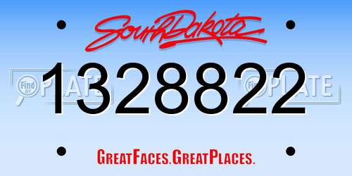 1328822 South Dakota License Plate