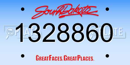 1328860 South Dakota License Plate