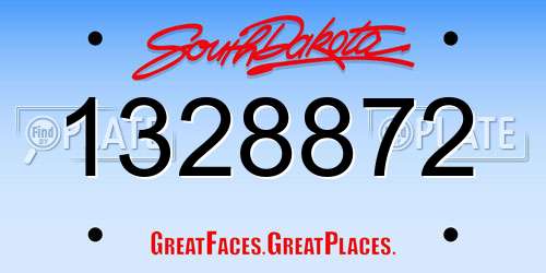 1328872 South Dakota License Plate