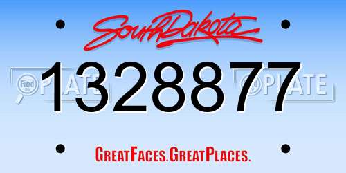 1328877 South Dakota License Plate
