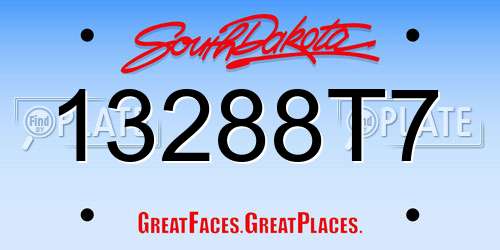 13288T7 South Dakota License Plate