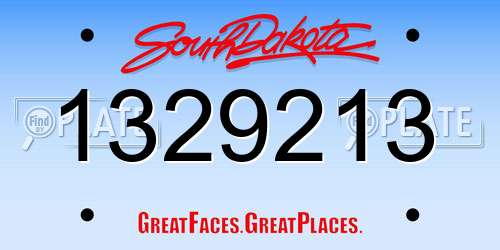 1329213 South Dakota License Plate
