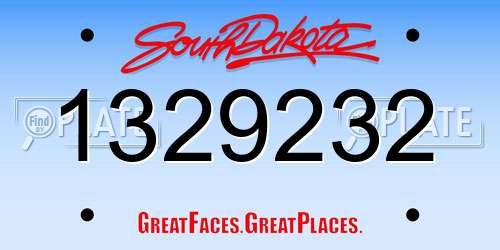 1329232 South Dakota License Plate