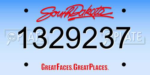 1329237 South Dakota License Plate