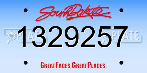 1329257 South Dakota License Plate