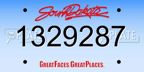 1329287 South Dakota License Plate