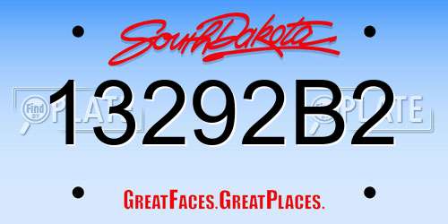 13292B2 South Dakota License Plate