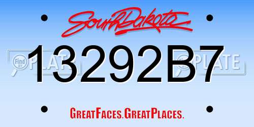 13292B7 South Dakota License Plate