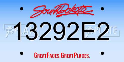 13292E2 South Dakota License Plate
