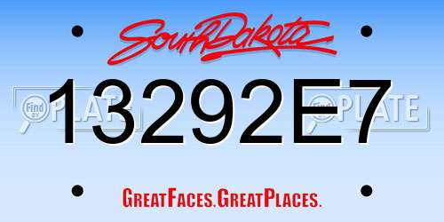 13292E7 South Dakota License Plate