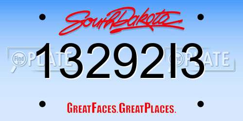 13292I3 South Dakota License Plate
