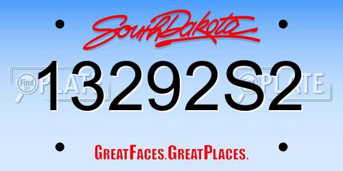 13292S2 South Dakota License Plate