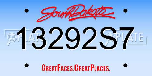 13292S7 South Dakota License Plate