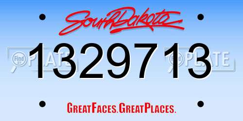 1329713 South Dakota License Plate