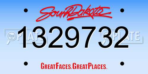 1329732 South Dakota License Plate