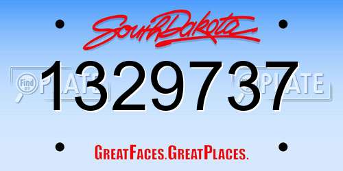 1329737 South Dakota License Plate