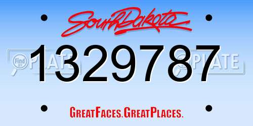 1329787 South Dakota License Plate