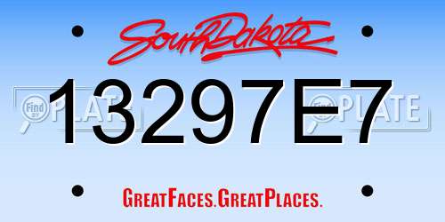 13297E7 South Dakota License Plate