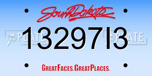 13297I3 South Dakota License Plate