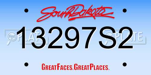 13297S2 South Dakota License Plate