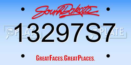 13297S7 South Dakota License Plate