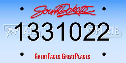1331022 South Dakota License Plate