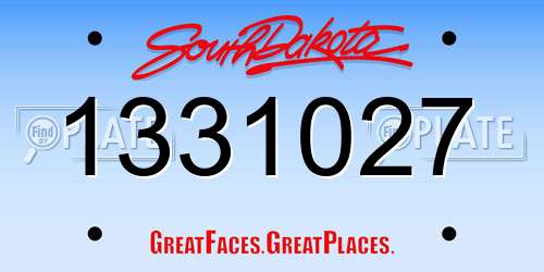 1331027 South Dakota License Plate
