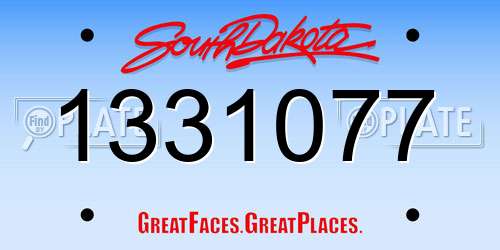 1331077 South Dakota License Plate