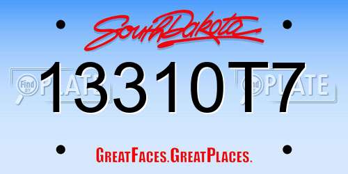 13310T7 South Dakota License Plate