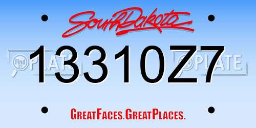 13310Z7 South Dakota License Plate
