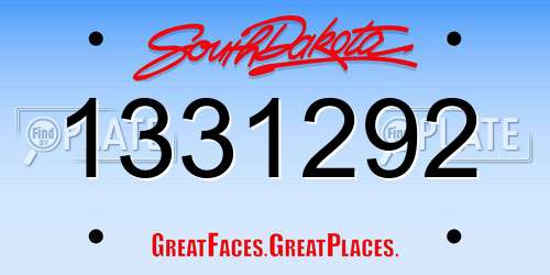 1331292 South Dakota License Plate