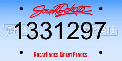 1331297 South Dakota License Plate