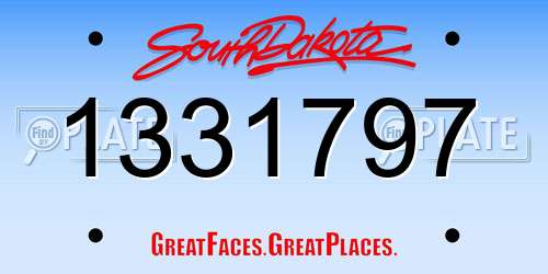 1331797 South Dakota License Plate