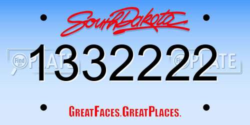 1332222 South Dakota License Plate