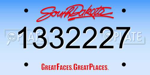 1332227 South Dakota License Plate