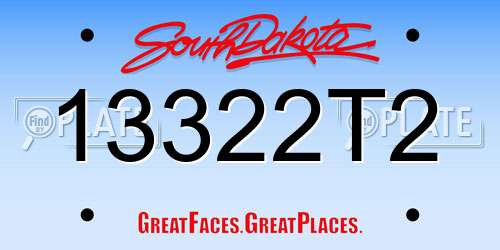 13322T2 South Dakota License Plate