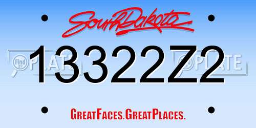 13322Z2 South Dakota License Plate