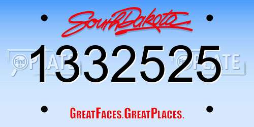 1332525 South Dakota License Plate