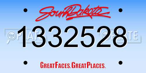 1332528 South Dakota License Plate