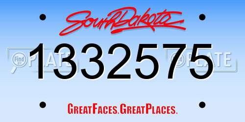 1332575 South Dakota License Plate