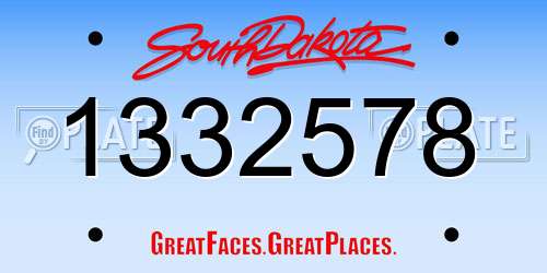 1332578 South Dakota License Plate