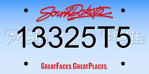 13325T5 South Dakota License Plate